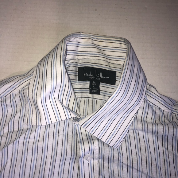 Nicole Miller White Striped Button Shirt L Mens - Picture 4 of 5